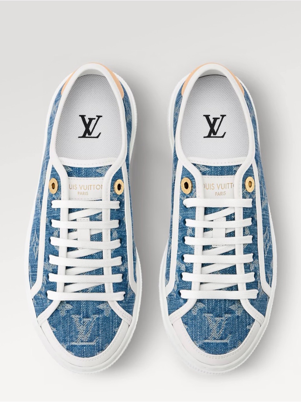 Louis Vuitton Denim Monogram Low-Top Sneakers in Blue and White